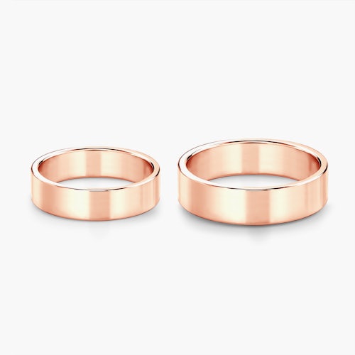 Obrączki ślubne: różowe złoto, płaskie, 5 mm